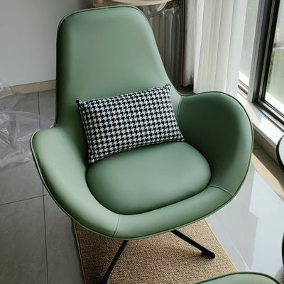 Contemporary Nordic PU Leather Steel Round Swivel Accent Chair Backrest Armrest for Living Room