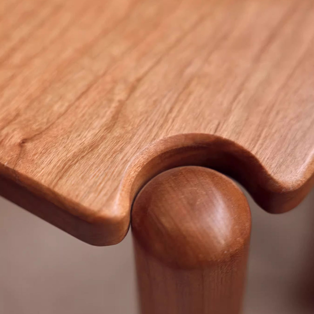 Taburete bajo redondo de madera de cerezo minimalista moderno para sala de estar 