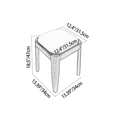 Modern Minimalist Square Rectangular Solid Rubberwood Cat Scratch Leather Low Stool For Living Room