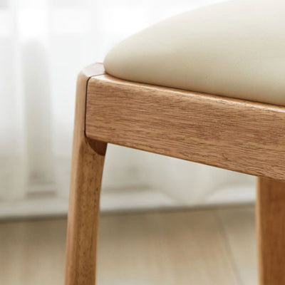 Modern Minimalist Square Rectangular Solid Rubberwood Cat Scratch Leather Low Stool For Living Room