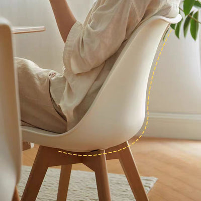 Modern Minimalist Square Rectangular Beech Wood PP Faux Leather Dining Chair Backless Armless For Dining Room & Kitchen