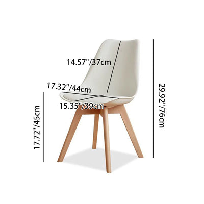 Modern Minimalist Square Rectangular Beech Wood PP Faux Leather Dining Chair Backless Armless For Dining Room & Kitchen