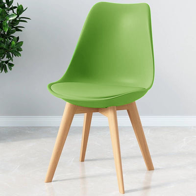 Modern Minimalist Square Rectangular Beech Wood PP Faux Leather Dining Chair Backless Armless For Dining Room & Kitchen