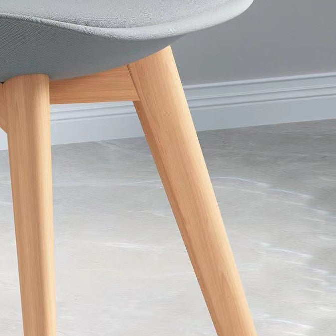 Modern Minimalist Square Rectangular Beech Wood PP Faux Leather Dining Chair Backless Armless For Dining Room & Kitchen