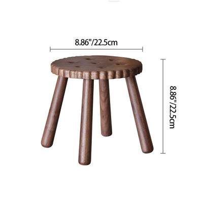 Contemporary Nordic Round Cookie Black Walnut Low Stool For Living Room