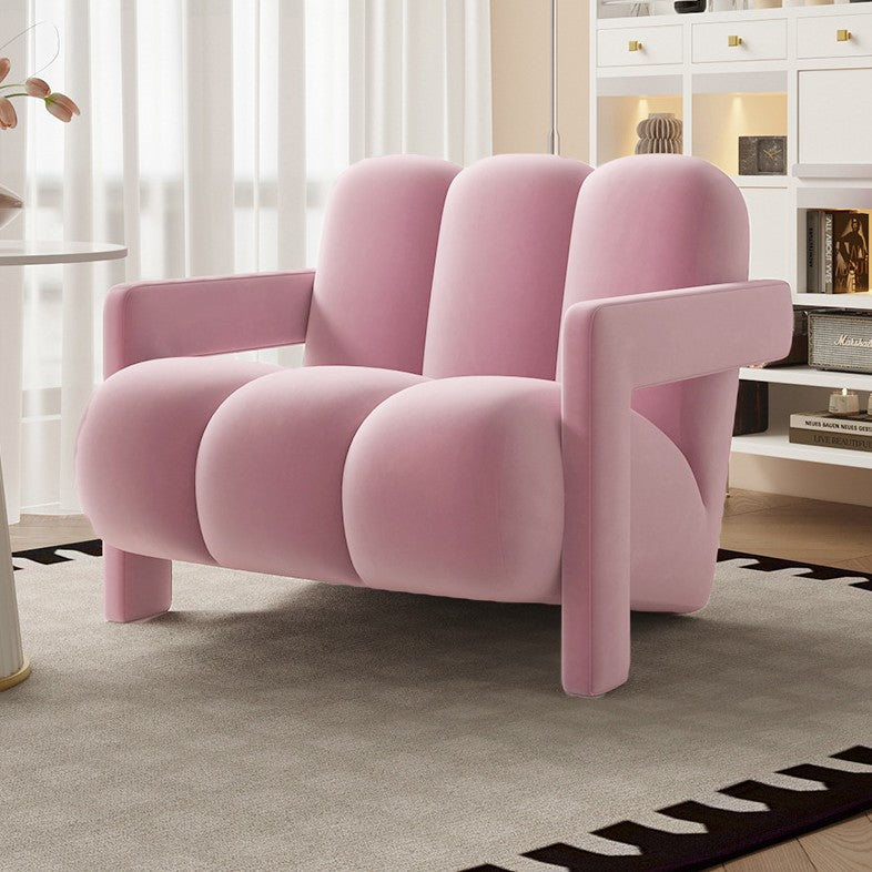 Modern Minimalist Square Rectangular Suede Velvet Stone Slab Faux Leather Solid Wood Accent Chair & Table Set For Living Room