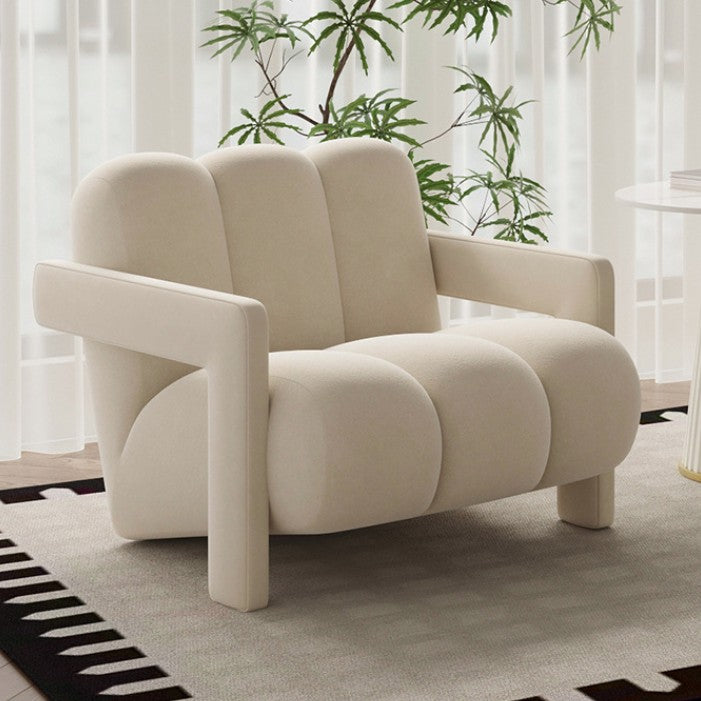 Modern Minimalist Square Rectangular Suede Velvet Stone Slab Faux Leather Solid Wood Accent Chair & Table Set For Living Room