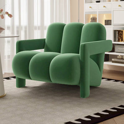 Modern Minimalist Square Rectangular Suede Velvet Stone Slab Faux Leather Solid Wood Accent Chair & Table Set For Living Room