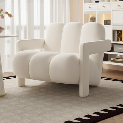 Modern Minimalist Square Rectangular Suede Velvet Stone Slab Faux Leather Solid Wood Accent Chair & Table Set For Living Room