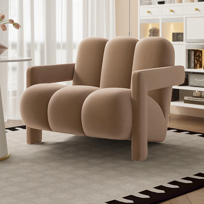 Modern Minimalist Square Rectangular Suede Velvet Stone Slab Faux Leather Solid Wood Accent Chair & Table Set For Living Room