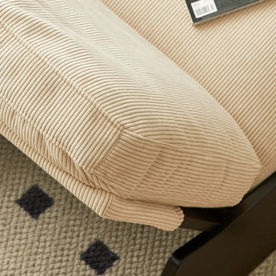 Modern Minimalist Square Rectangular Pine Wood Corduroy Removable Rocking Chair Backrest Armless For Living Room
