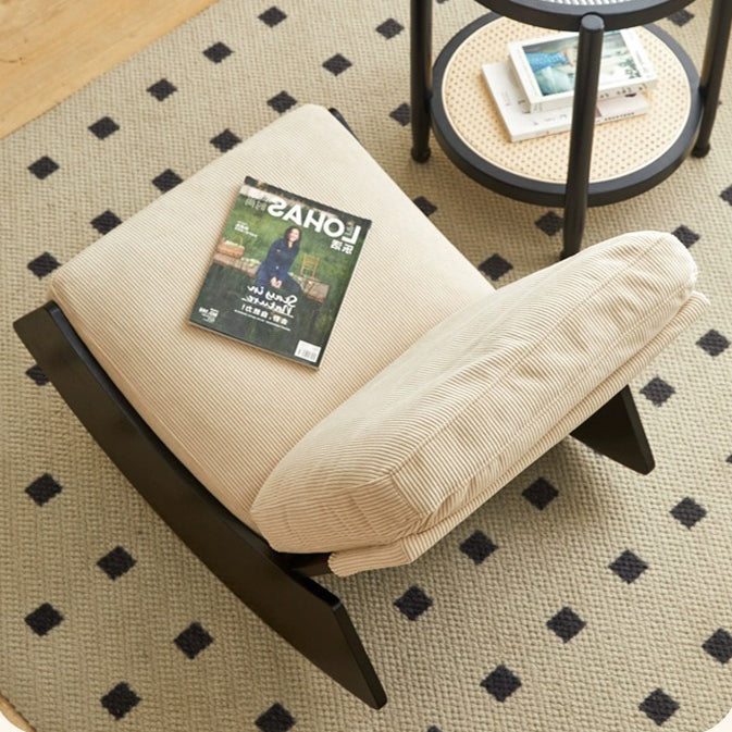 Chaise à bascule sans accoudoirs, moderne, minimaliste, carrée et rectangulaire, en bois de pin et velours côtelé, avec dossier amovible, pour salon 