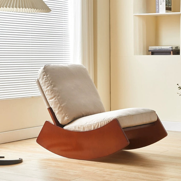 Modern Minimalist Square Rectangular Pine Wood Corduroy Removable Rocking Chair Backrest Armless For Living Room