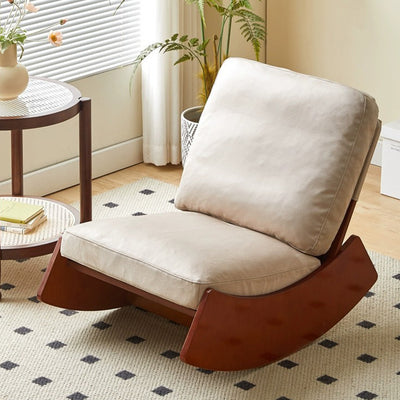 Modern Minimalist Square Rectangular Pine Wood Corduroy Removable Rocking Chair Backrest Armless For Living Room