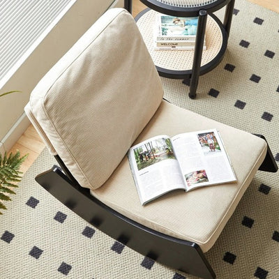 Modern Minimalist Square Rectangular Pine Wood Corduroy Removable Rocking Chair Backrest Armless For Living Room
