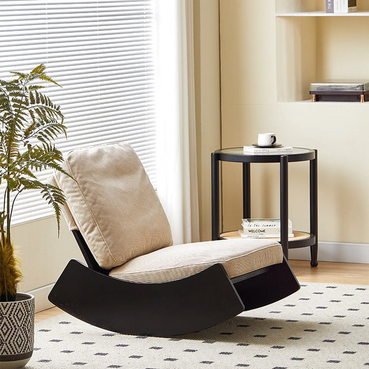 Modern Minimalist Square Rectangular Pine Wood Corduroy Removable Rocking Chair Backrest Armless For Living Room