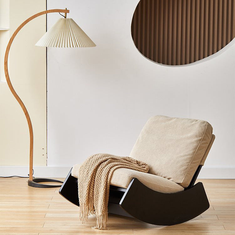 Modern Minimalist Square Rectangular Pine Wood Corduroy Removable Rocking Chair Backrest Armless For Living Room