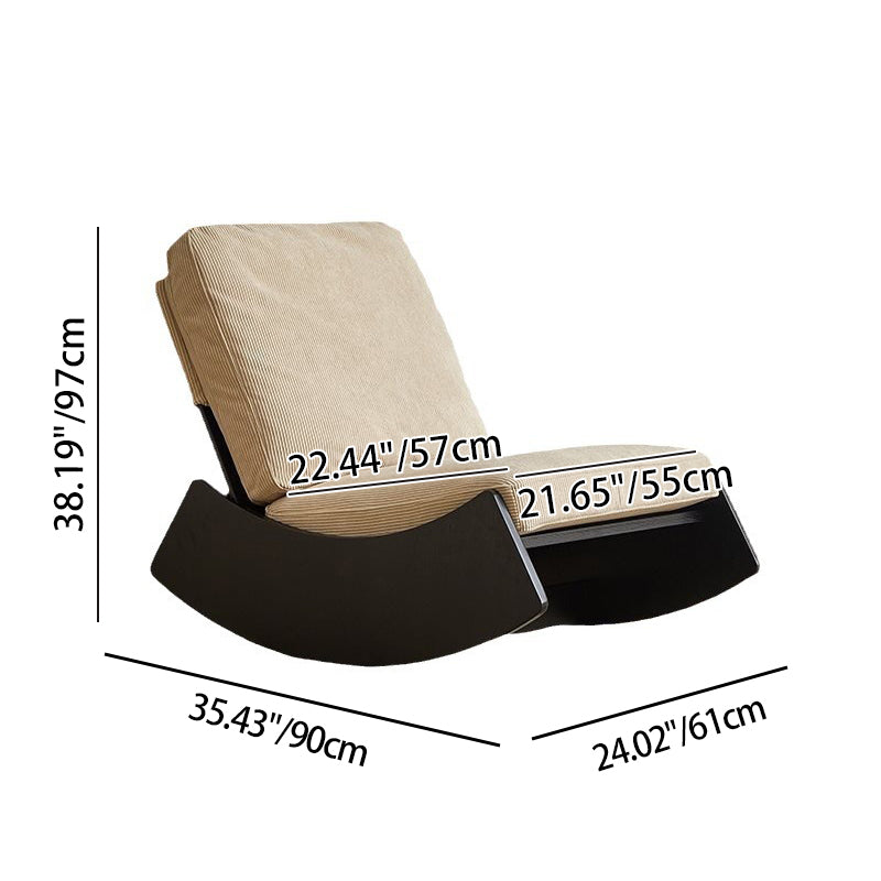Modern Minimalist Square Rectangular Pine Wood Corduroy Removable Rocking Chair Backrest Armless For Living Room