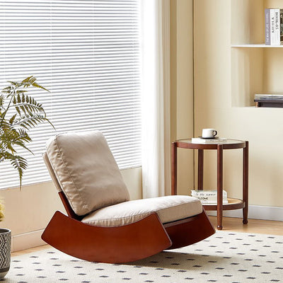 Modern Minimalist Square Rectangular Pine Wood Corduroy Removable Rocking Chair Backrest Armless For Living Room