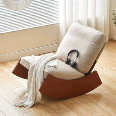 Modern Minimalist Square Rectangular Pine Wood Corduroy Removable Rocking Chair Backrest Armless For Living Room