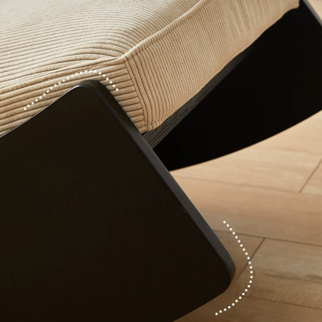 Modern Minimalist Square Rectangular Pine Wood Corduroy Removable Rocking Chair Backrest Armless For Living Room