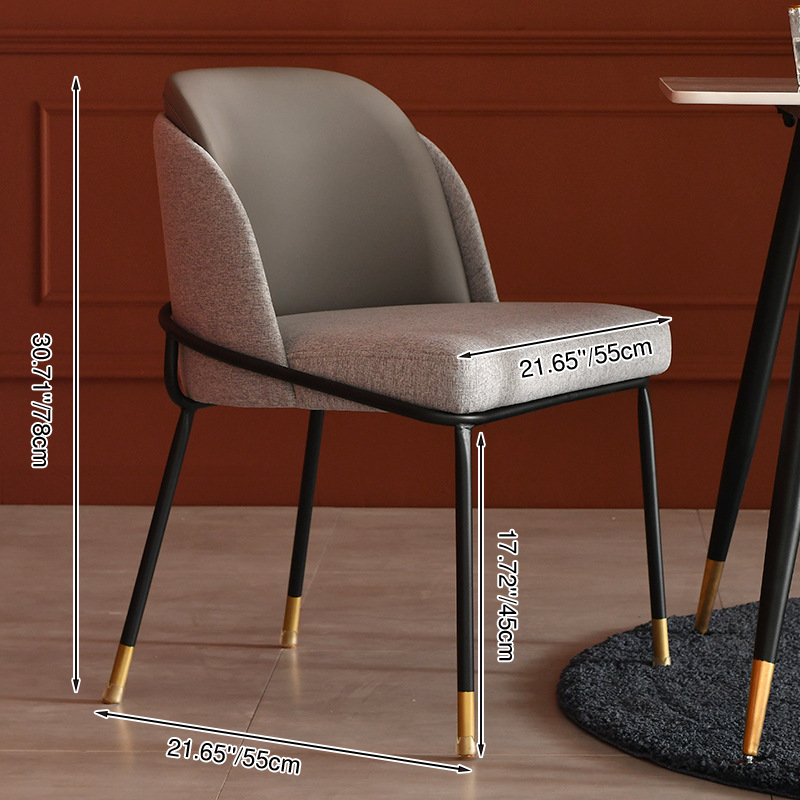 Contemporary Nordic Square Rectangular Solid Wood Velvet PU Leather Dining Chair Backrest Armless For Dining Room & Kitchen