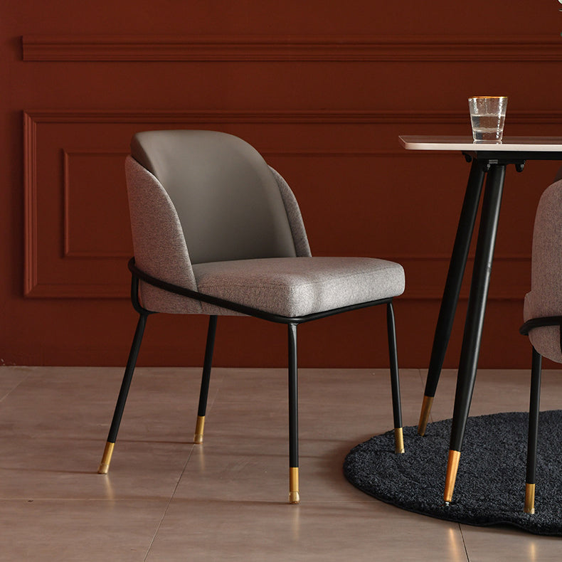 Contemporary Nordic Square Rectangular Solid Wood Velvet PU Leather Dining Chair Backrest Armless For Dining Room &amp; Kitchen
