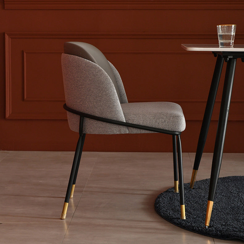 Contemporary Nordic Square Rectangular Solid Wood Velvet PU Leather Dining Chair Backrest Armless For Dining Room &amp; Kitchen