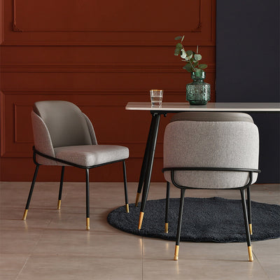 Contemporary Nordic Square Rectangular Solid Wood Velvet PU Leather Dining Chair Backrest Armless For Dining Room & Kitchen