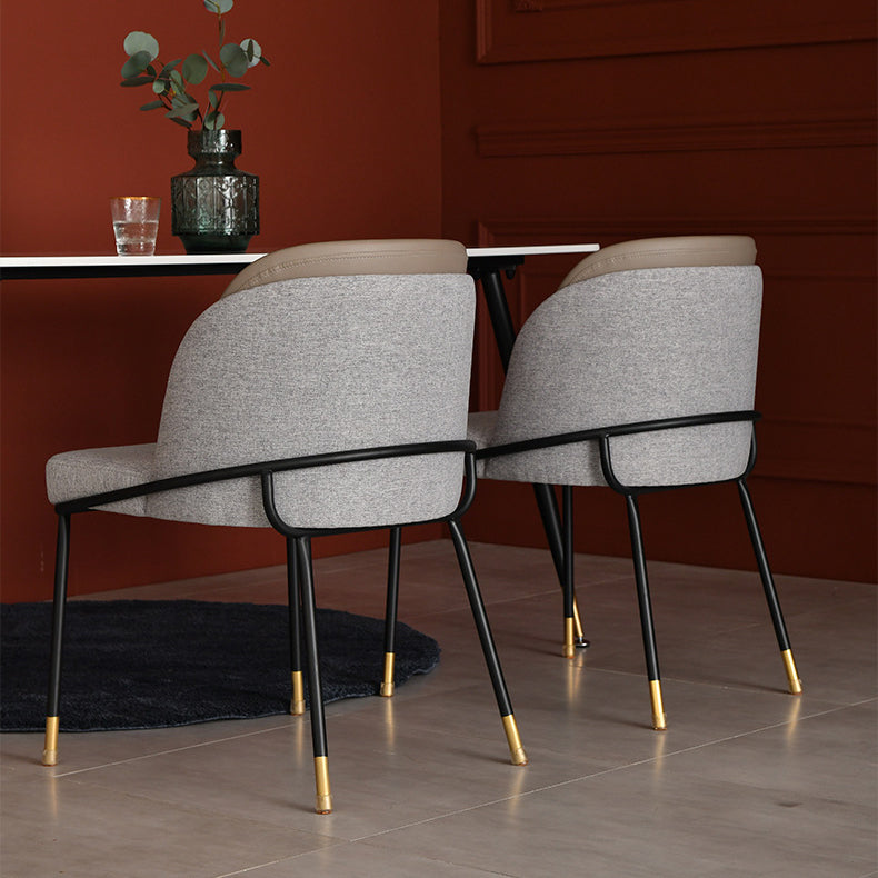 Contemporary Nordic Square Rectangular Solid Wood Velvet PU Leather Dining Chair Backrest Armless For Dining Room & Kitchen
