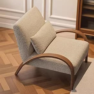 Contemporary Nordic Square Rectangular Iron PU Leather Sherpa Fleece Accent Chair Backrest Armrest For Living Room