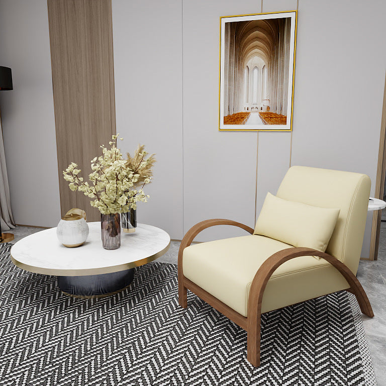 Contemporary Nordic Square Rectangular Iron PU Leather Sherpa Fleece Accent Chair Backrest Armrest For Living Room