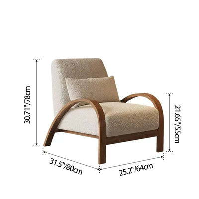 Contemporary Nordic Square Rectangular Iron PU Leather Sherpa Fleece Accent Chair Backrest Armrest For Living Room