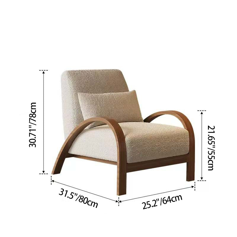 Contemporary Nordic Square Rectangular Iron PU Leather Sherpa Fleece Accent Chair Backrest Armrest For Living Room