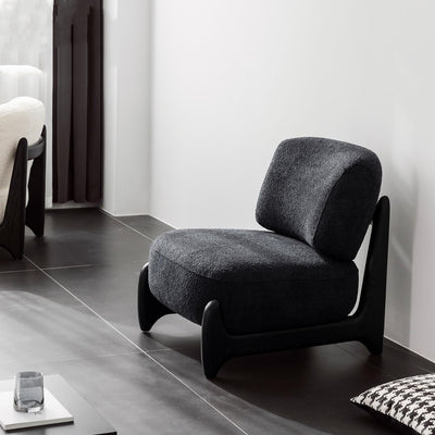 Contemporary Nordic Square Rectangular Solid Wood Sherpa Fleece Velvet Removable Accent Chair Backrest Armless For Living Room