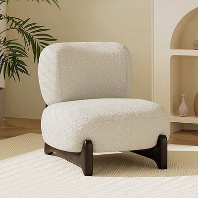 Contemporary Nordic Square Rectangular Solid Wood Sherpa Fleece Velvet Removable Accent Chair Backrest Armless For Living Room