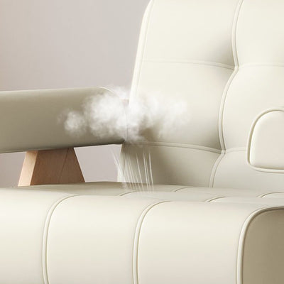 Modern Minimalist Square Rectangular Rubberwood Solid Wood Plywood Cat Scratch Leather Sintered Stone Rebar Frame Accent Chair & Table Set For Living Room