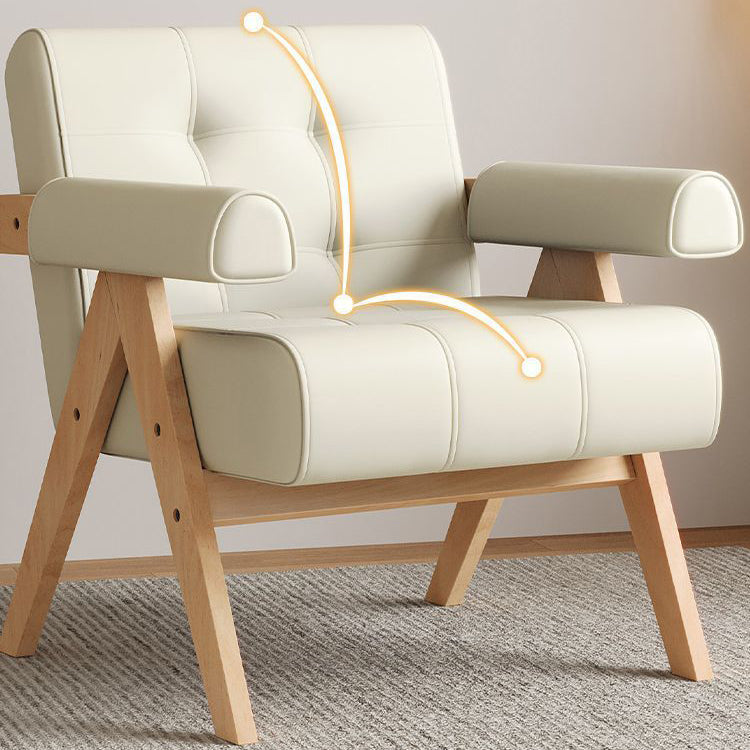 Modern Minimalist Square Rectangular Rubberwood Solid Wood Plywood Cat Scratch Leather Sintered Stone Rebar Frame Accent Chair & Table Set For Living Room