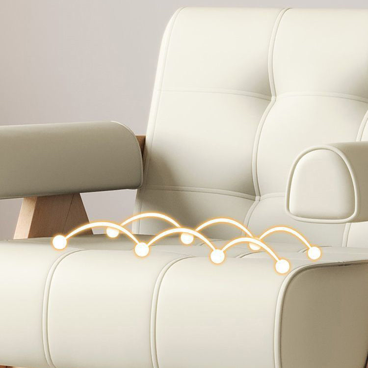 Modern Minimalist Square Rectangular Rubberwood Solid Wood Plywood Cat Scratch Leather Sintered Stone Rebar Frame Accent Chair & Table Set For Living Room