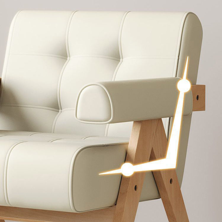 Modern Minimalist Square Rectangular Rubberwood Solid Wood Plywood Cat Scratch Leather Sintered Stone Rebar Frame Accent Chair & Table Set For Living Room