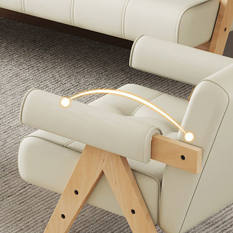 Modern Minimalist Square Rectangular Rubberwood Solid Wood Plywood Cat Scratch Leather Sintered Stone Rebar Frame Accent Chair & Table Set For Living Room