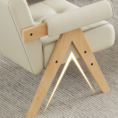 Modern Minimalist Square Rectangular Rubberwood Solid Wood Plywood Cat Scratch Leather Sintered Stone Rebar Frame Accent Chair & Table Set For Living Room