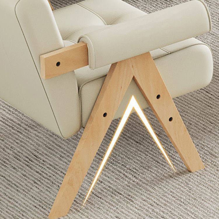 Modern Minimalist Square Rectangular Rubberwood Solid Wood Plywood Cat Scratch Leather Sintered Stone Rebar Frame Accent Chair & Table Set For Living Room