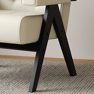 Modern Minimalist Square Rectangular Rubberwood Solid Wood Plywood Cat Scratch Leather Sintered Stone Rebar Frame Accent Chair & Table Set For Living Room