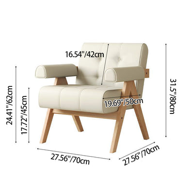 Modern Minimalist Square Rectangular Rubberwood Solid Wood Plywood Cat Scratch Leather Sintered Stone Rebar Frame Accent Chair & Table Set For Living Room