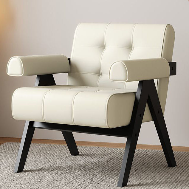 Modern Minimalist Square Rectangular Rubberwood Solid Wood Plywood Cat Scratch Leather Sintered Stone Rebar Frame Accent Chair & Table Set For Living Room