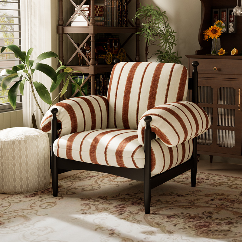 Contemporary Retro Square Rectangular Rubberwood Velvet Accent Chair Backrest Armrest For Living Room