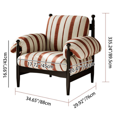 Contemporary Retro Square Rectangular Rubberwood Velvet Accent Chair Backrest Armrest For Living Room