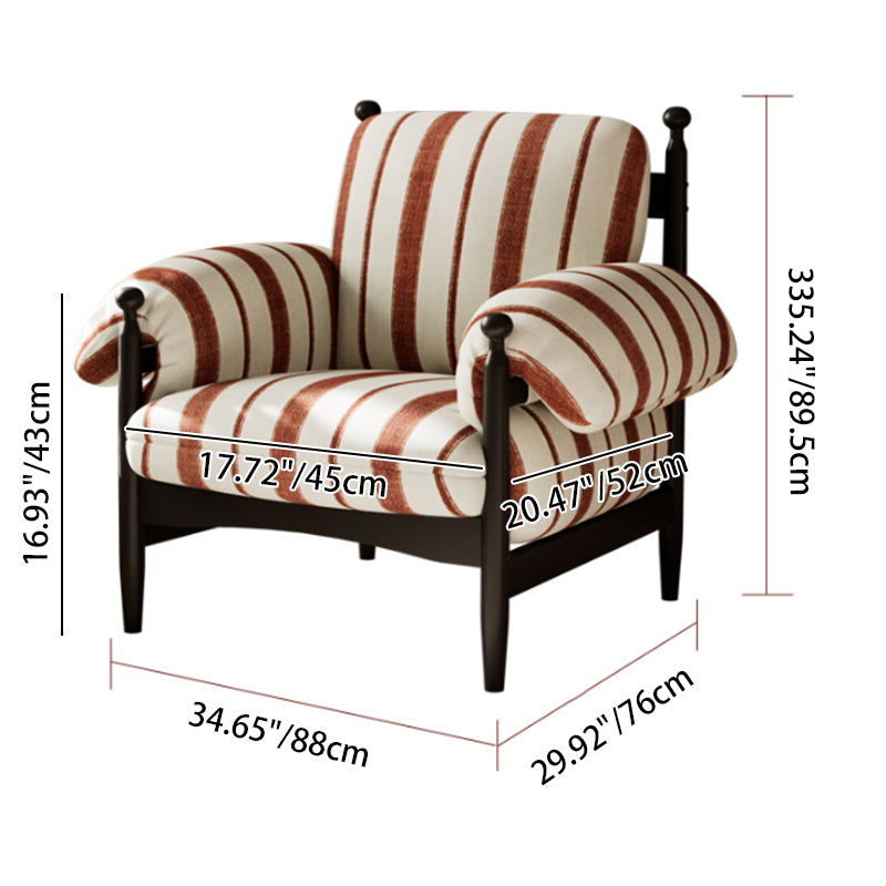 Contemporary Retro Square Rectangular Rubberwood Velvet Accent Chair Backrest Armrest For Living Room