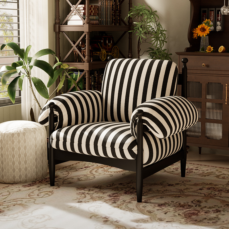 Contemporary Retro Square Rectangular Rubberwood Velvet Accent Chair Backrest Armrest For Living Room